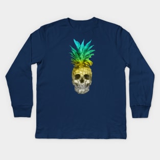 Pineapple Skull (Coloured) Kids Long Sleeve T-Shirt